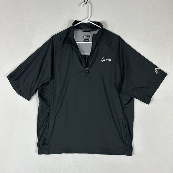 Adidas Short Sleeve Golf Windbreaker Men's Large Black Performance Erin Hills - Picture 1 of 12